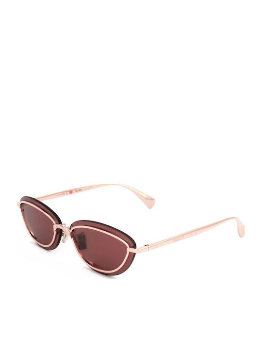 Kenzo Women's Sunglasses with Rose Gold Metallic Frame and Red Lens