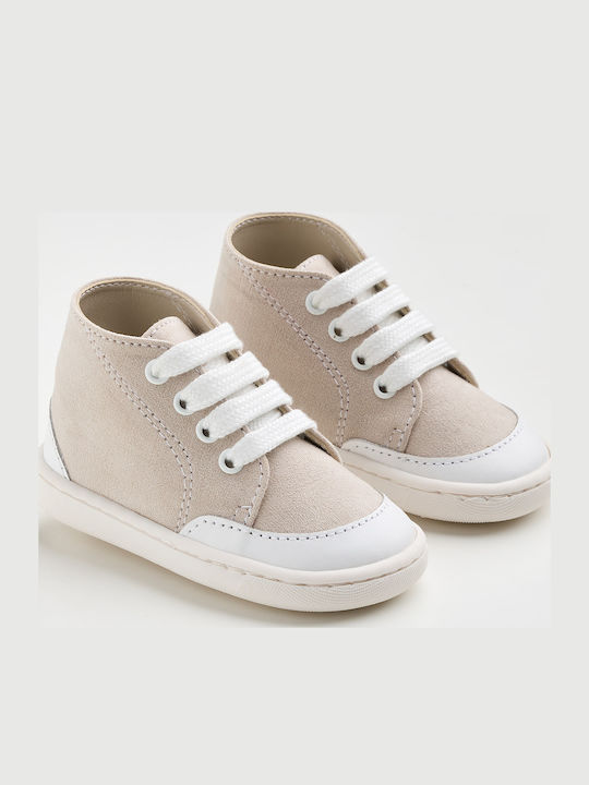 Ever Kid Βαπτιστικά Δερμάτινα Sneakers Μπεζ