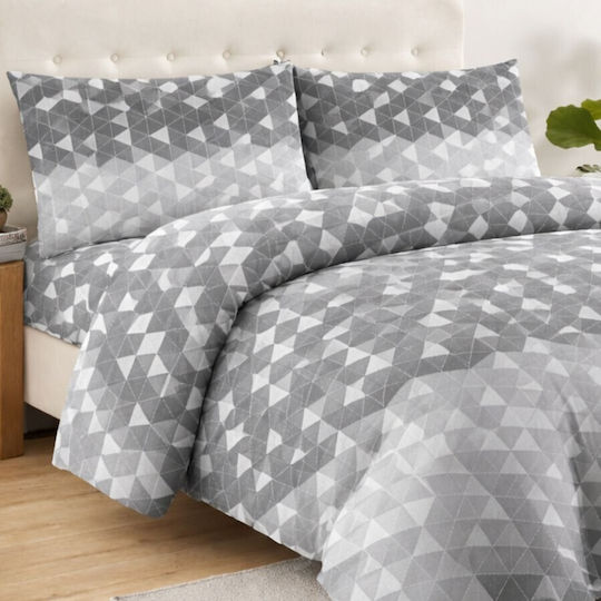 DeLuxe Pucioasa Set Huse Pentru Pilote Dublu 200x220cm Gri