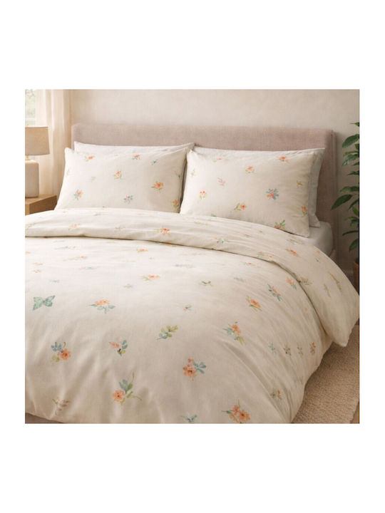 DeLuxe Pucioasa Set Huse Pentru Pilote 100% Bumbac 200x220cm Dublu Cu 2 Fețe De Pernă Și 1 Cearceaf Lila