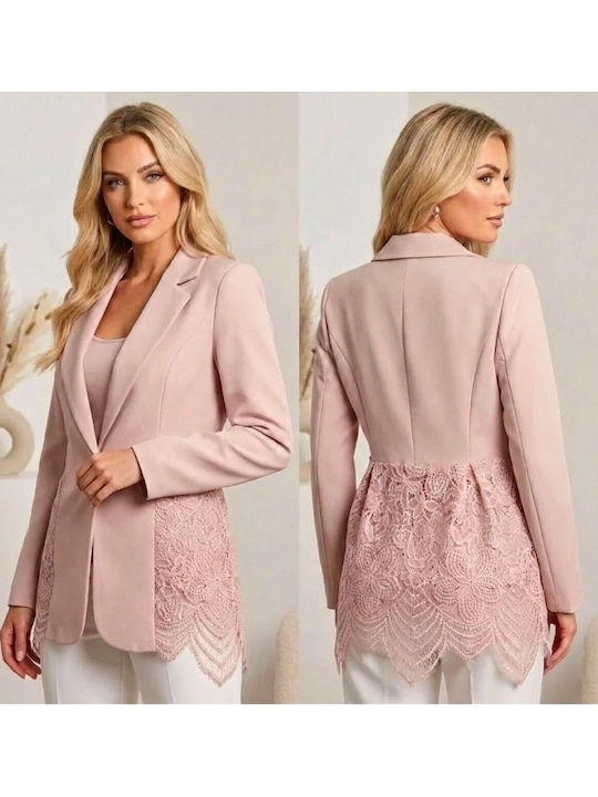 Langes Damen Blazer Rosa