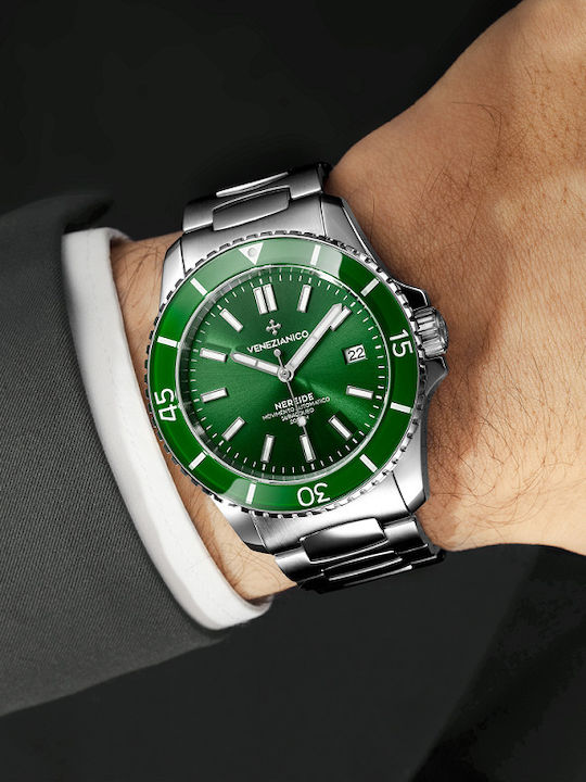 Venezianico Herrenuhr Automatik mit Silber Metall-Armband
