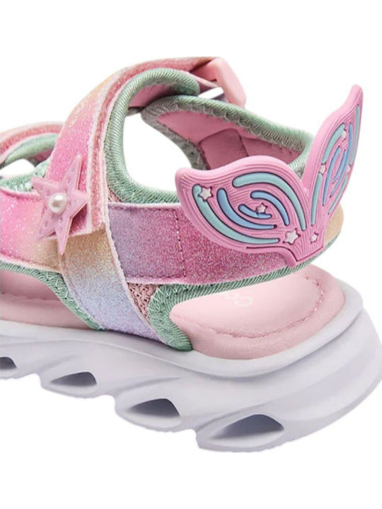 Kids' Sandals with Hoop & Loop Closure and Lights Pink