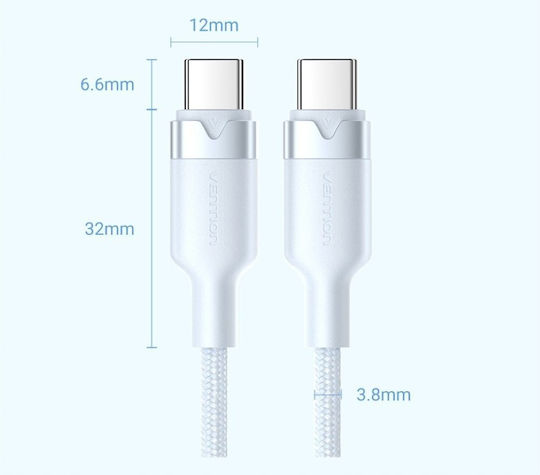 Vention Плетен USB 2.0 Кабел USB-C Мъжки - USB-C 60W Захранване (PD) Черен 1м TRDBF