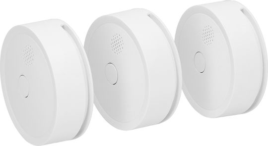 Alecto Set 3 Wireless 433 Mhz 85db Smoke Detectors 10-year Battery En14604 White
