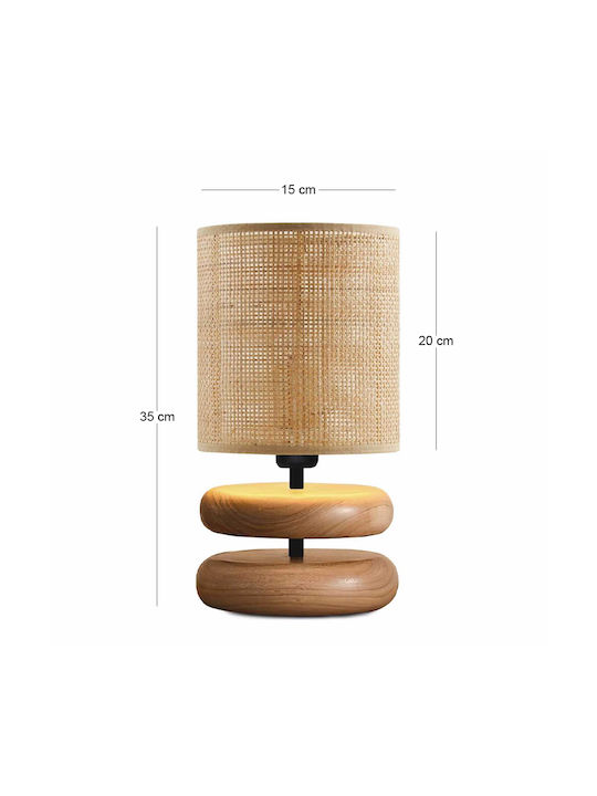 Megapap Lucia Wooden Table Lamp for E14 Socket with Beige Shade and Base