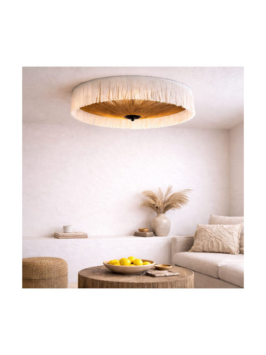 Plafonieră de Tavan 70cm Albă cu Soclu E27