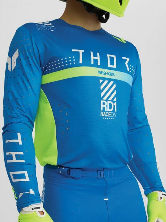 Thor Synth Racewear Sportmode Ανδρική Μπλούζα Motocross Μακρυμάνικη Μπλε Χρώμα