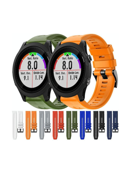 Garmin Forerunner 935 Metal Buckle Solid Silicone Watch Band Orange
