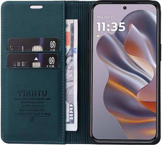 Motorola Moto G55 5G Yikatu YK-001 Flip Wallet Synthetic Leather PU TPU Green Wallet Stand Mobile Phone Case