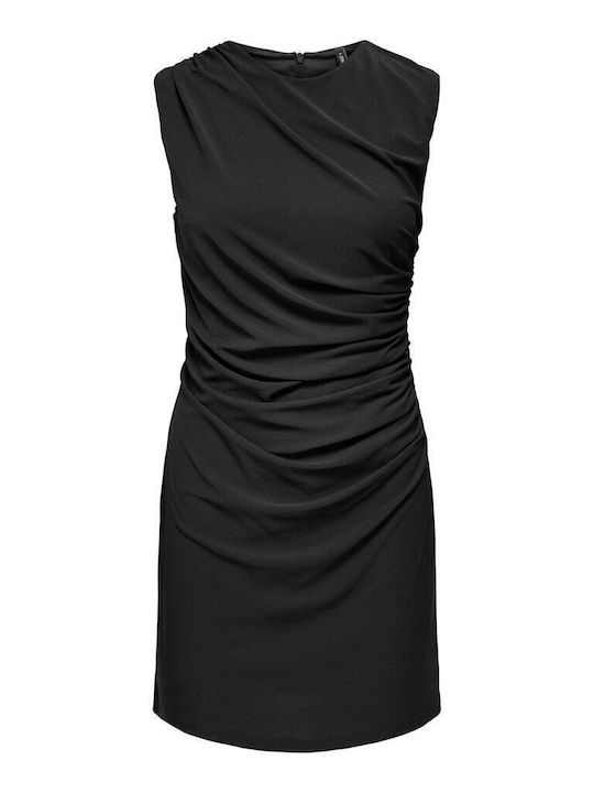 Sommer Mini Abendkleid Drapierung Schwarz