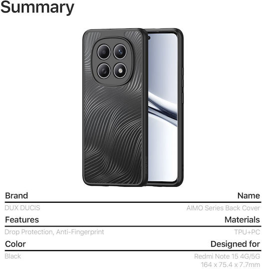 Θήκη Xiaomi Poco M8 5g Redmi Note 15 5g Redmi Note 15 4g Dux Ducis Aimo Series Σκληρή Πλάτη Pc+tpu Μαύρο