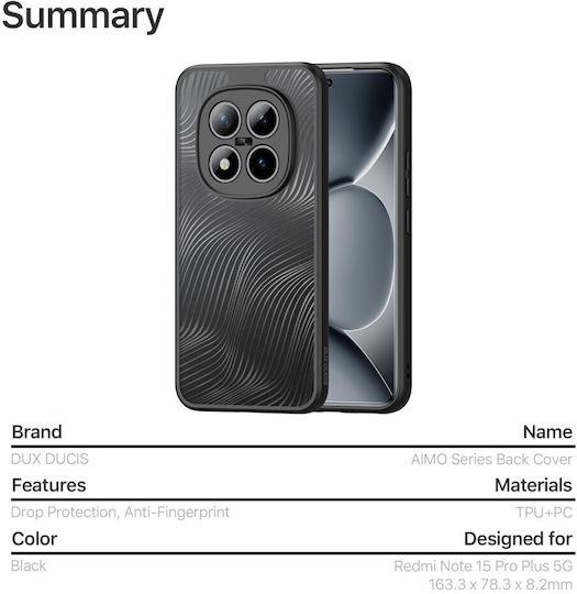 Case Xiaomi Poco M8 Pro 5g Redmi Note 15 Pro+ 5g Dux Ducis Aimo Series Hard Back PC+TPU Black