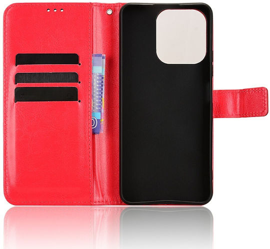 Realme Note 70t Oem Flip Wallet Synthetic Leather Pu Red Wallet Stand Strap Mobile Phone Case