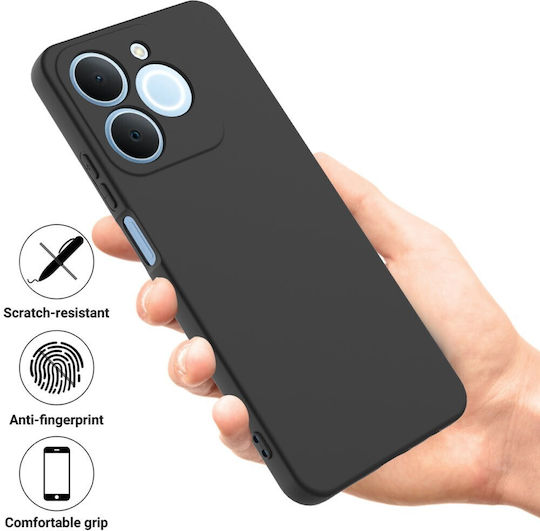 Handyhülle Realme Note 70T OEM Rückseite Silikon Schwarz Nackenriemen