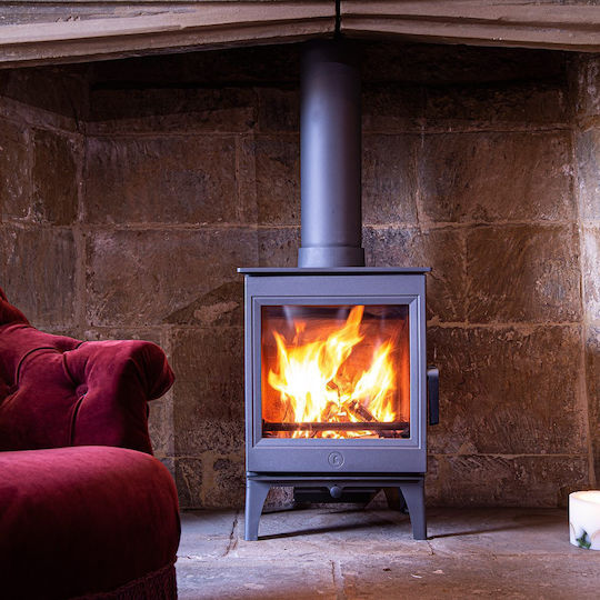 Charnwood Cranmore 5 Метална Дървена Печка 5kW Pewter