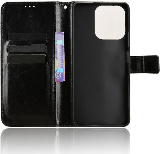 Handyhülle Realme Note 70T Oem Flip Brieftasche Synthetisches Leder Pu Tpu Schwarz Wallet Stand Lanyard
