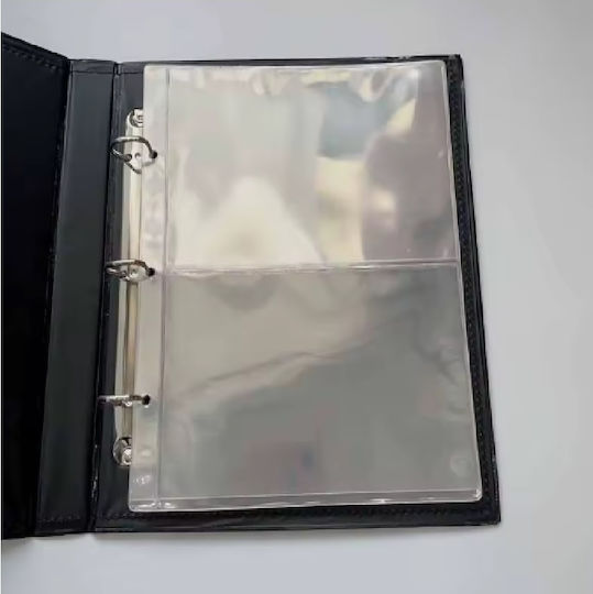 Set 10 Foițe Pentru Legătorie Pentru Bancnote 2 Buzunare 18 X 12 Cm Transparente 3 Găuri 5.5x7x7x5.5 Cm Er D L