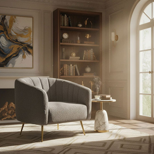 Ashvane Velvet Gray Armchair 78x75x79cm