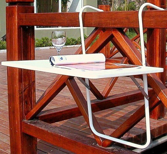Plastic Table for Small Outdoor Spaces Foldable with Metal Frame White 60x40x74cm