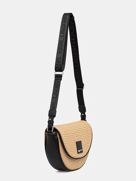 Box Logo Straw Women's Shoulder Bag Beige