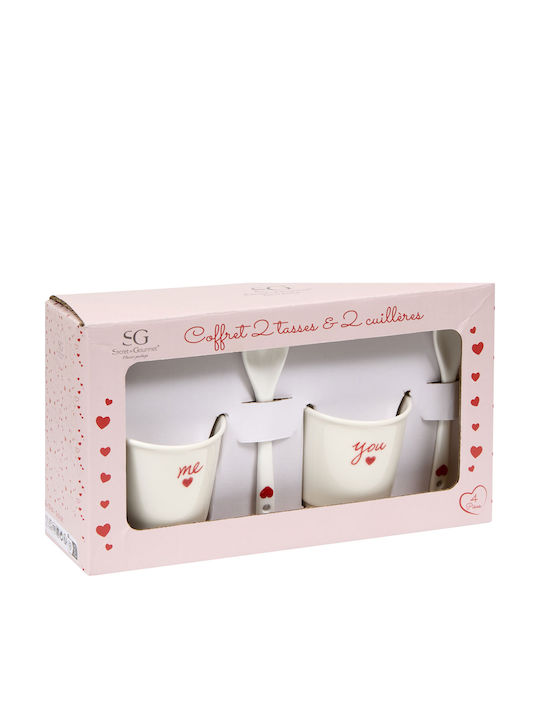Φλυτζάνια Espresso 100ml + Κουτάλια Σετ 2τμχ S-d Valentine 212103
