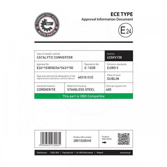 Καταλύτης Kia Cee'd Pro Cee'd Venga 285102bih0