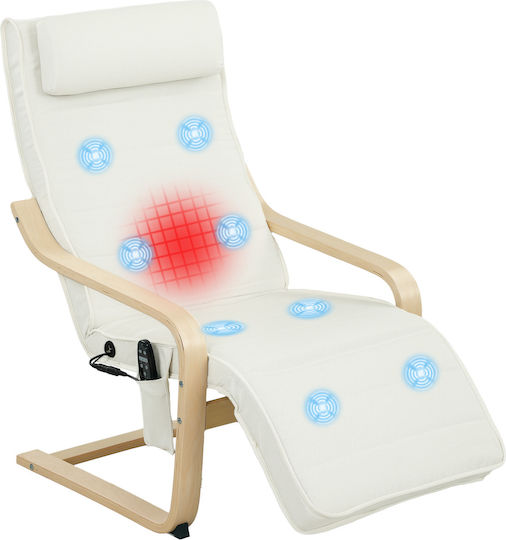 Πολυθρόνα Relax Massage με Υποπόδιο Εκρού 67x95x101cm