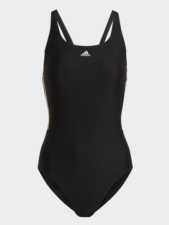 Mid 3-Stripes Αθλητικό Ολόσωμο Μαγιό Μαύρο