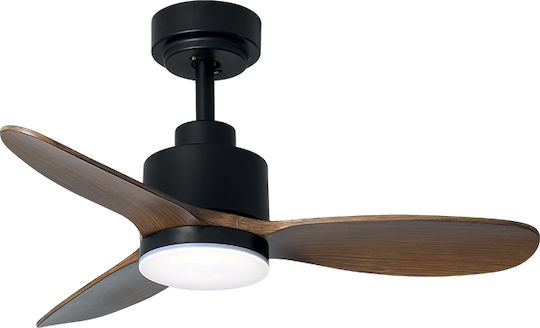 Life Solano Ceiling Fan 91cm with Light Wood-Black