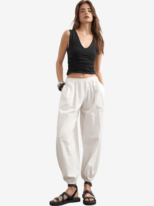 Γυναικείο Crop Top Βαμβακερό Αμάνικο με V Λαιμόκοψη Μαύρο