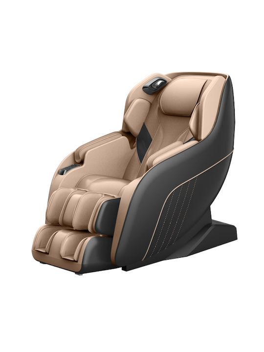 SL-A196-2 Fotoliu Relax Masaj cu Puf din Piele Ecologică Black / Beige 77x148x88cm