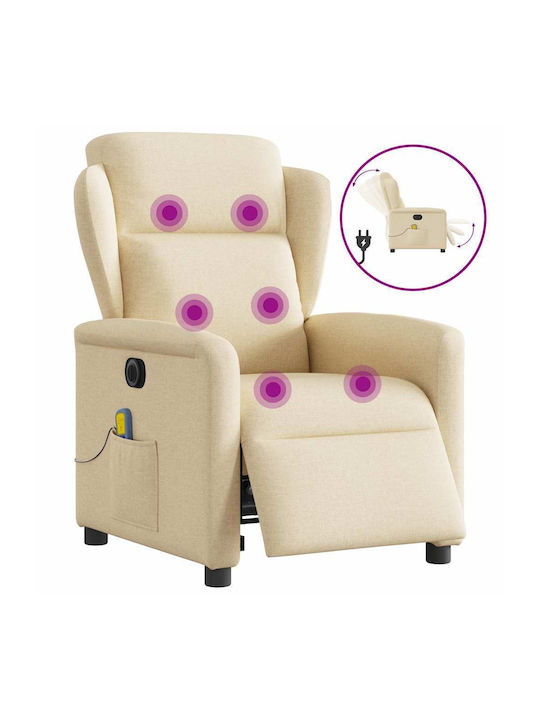 Πολυθρόνα Relax Massage με Υποπόδιο Κρεμ 78x95x100cm