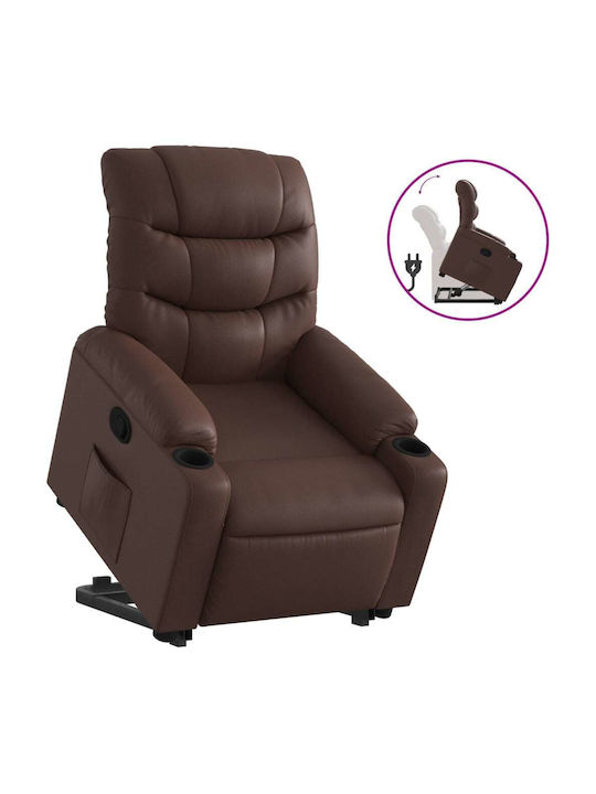 Fotoliu Relax Masaj cu Puf din Piele Ecologică Maro 75.5x93x99.5cm