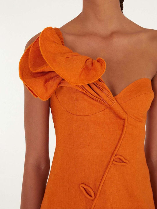 Summer Mini Dress for Wedding / Christening Orange Flower