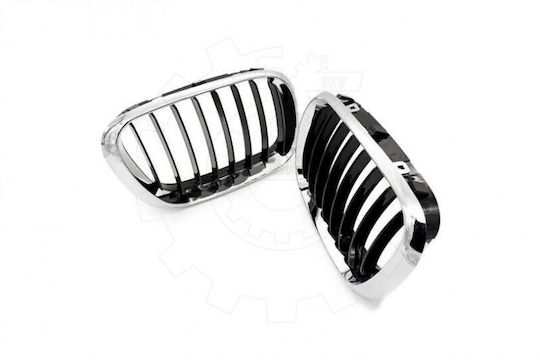 Bmw X5 E53 Radiator Mask Set Left or Right Single Stripe Black Chrome 51137113733