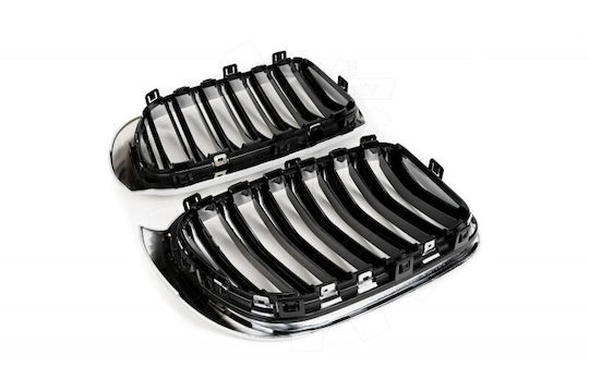 BMW X3 F25 Facelift Set Linke Oder Rechte Doppelstreifen Schwarzes Chrom Kühlergrillmaske
