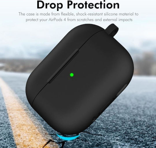Θήκη Σιλικόνης με Γάντζο σε Μαύρο χρώμα για Apple AirPods 4