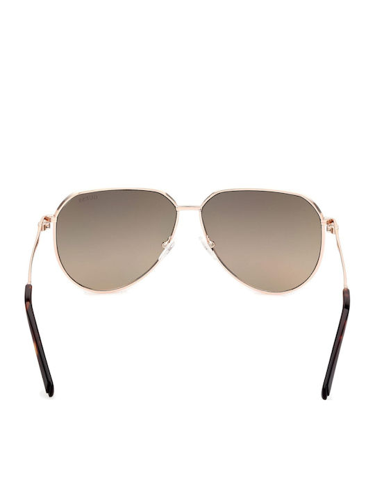 Guess Unisex Sonnenbrillen mit Goldenem Metallrahmen und Grünem Verlaufsfarben-Glas GU00089 28Q
