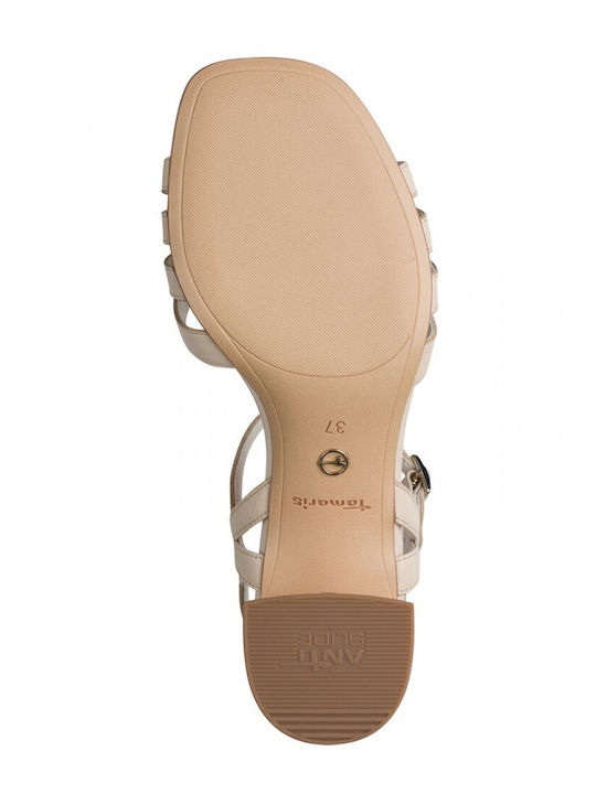 Damen Sandalen Aus Leder Beige