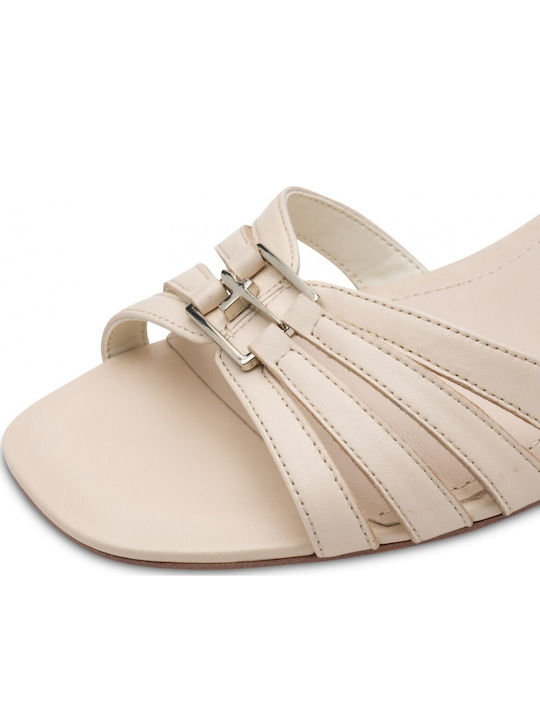 Damen Sandalen Aus Leder Beige