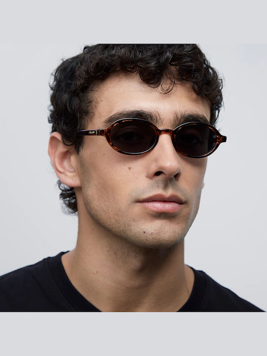 Meller Oba Unisex Sunglasses with Brown Tartaruga Horn-Rimmed Frame and Grey Lens OB-TIGCAR