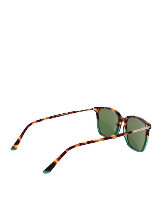 Replay Unisex Sunglasses with Brown Tartaruga Frame and Green Lens