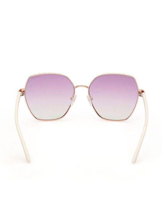 Guess Ochelari De Soare Pentru Femei Cu Ramă Metalică Neagră Și Lentile Violet Degrade