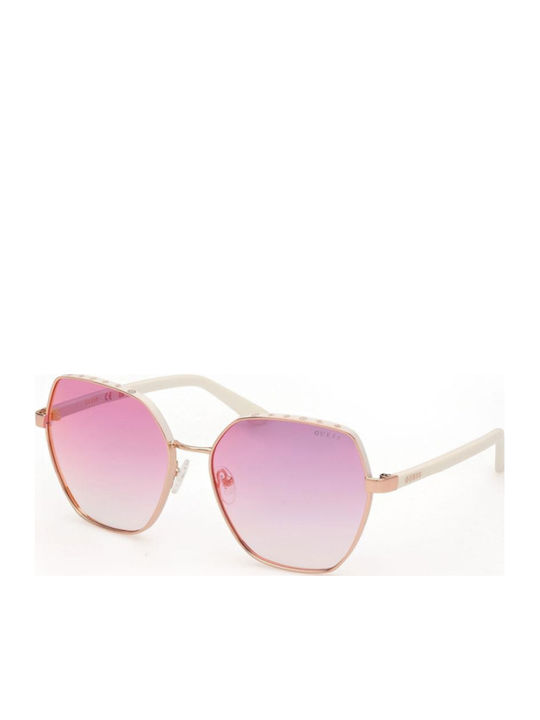 Guess Ochelari De Soare Pentru Femei Cu Ramă Metalică Neagră Și Lentile Violet Degrade