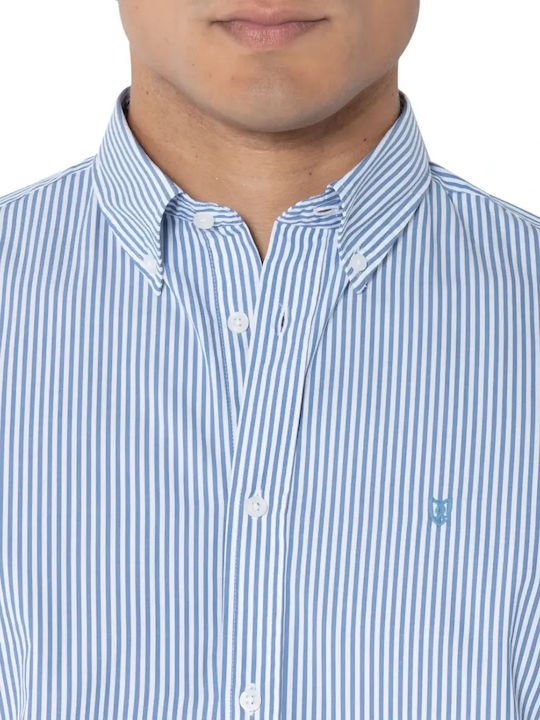 Acorn Long Sleeve Shirt in Regular Fit Striped Blue
