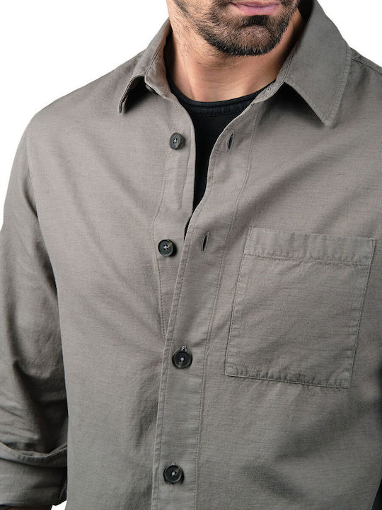Μακρυμάνικo Overshirt Καφέ