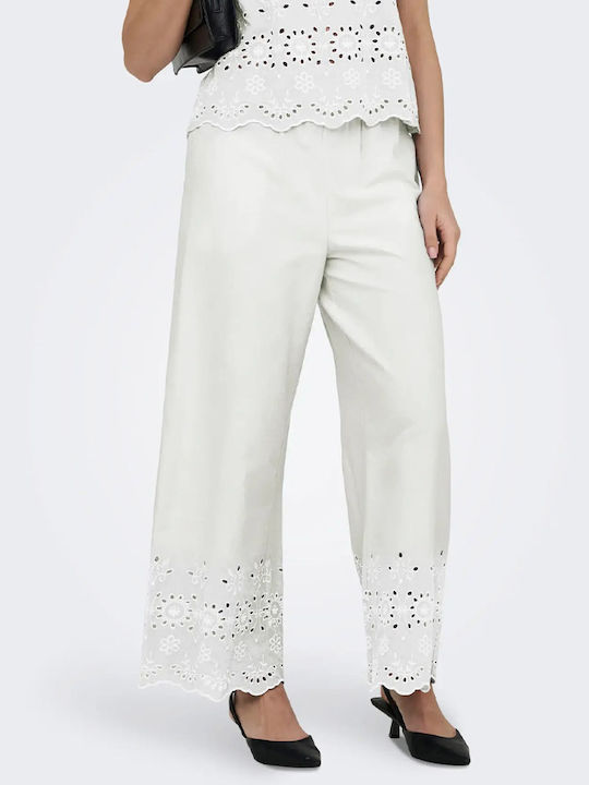 Women's Fabric Trousers in Slim Fit White