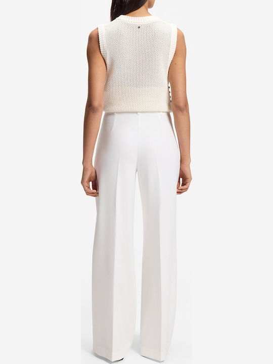 Boss Γυναικεία Κρεπ Παντελόνα Offwhite