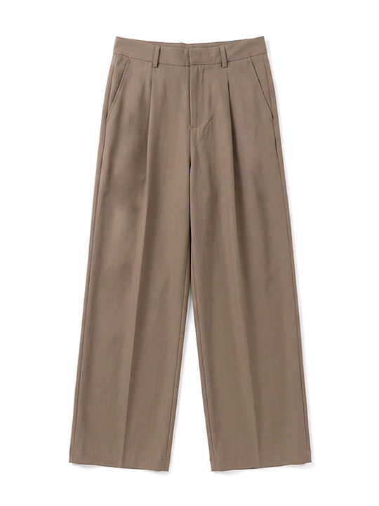 Damen Hochbund Pantaloona in Breit Bein Stil Khaki